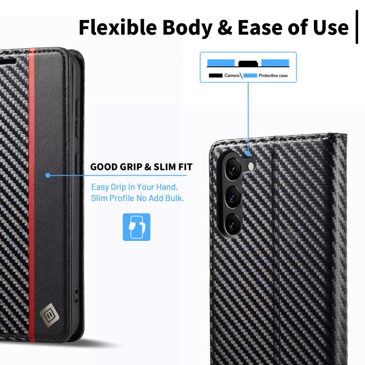 For Samsung Galaxy S24+ 5G LC.IMEEKE Carbon Fiber Leather Phone Case(Vertical Black)