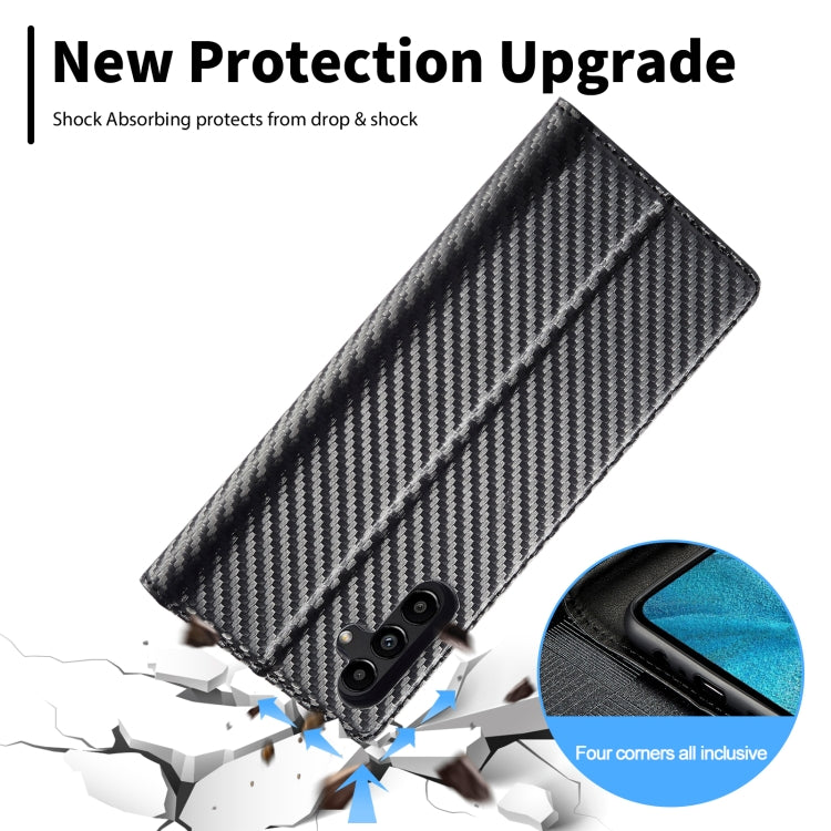 For Samsung Galaxy A15 5G LC.IMEEKE Carbon Fiber Leather Phone Case(Vertical Black)