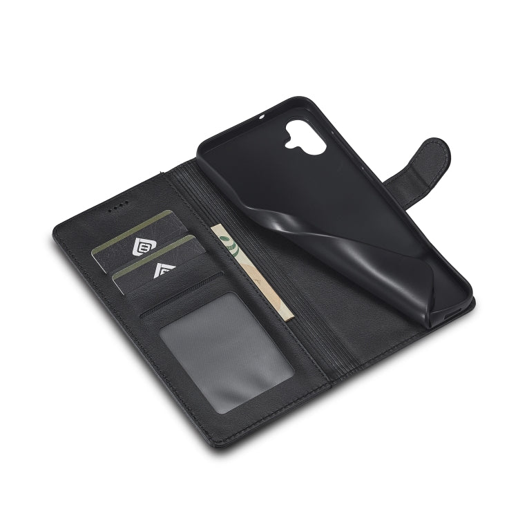 For Samsung Galaxy A05 LC.IMEEKE Calf Texture Leather Phone Case(Black)
