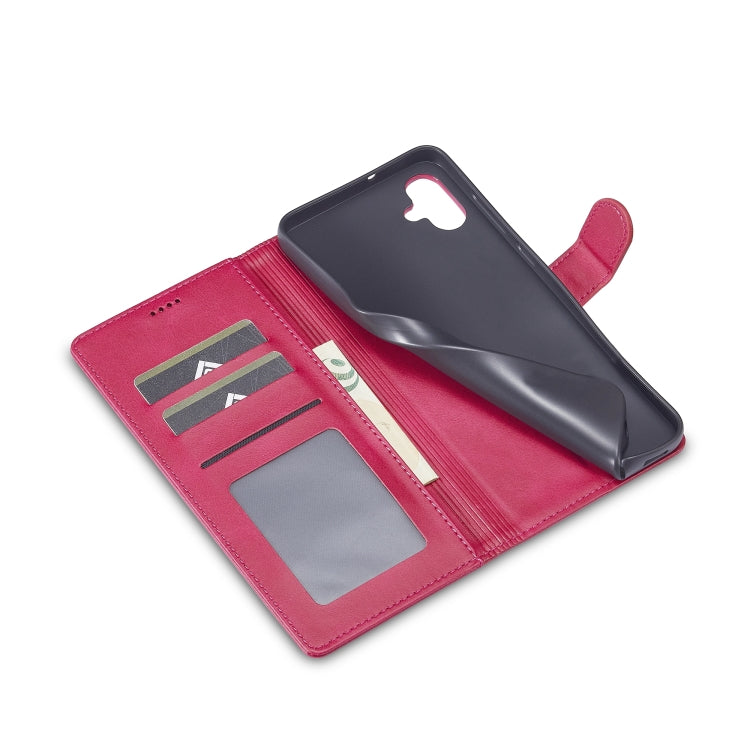 For Samsung Galaxy A05 LC.IMEEKE Calf Texture Leather Phone Case(Red)