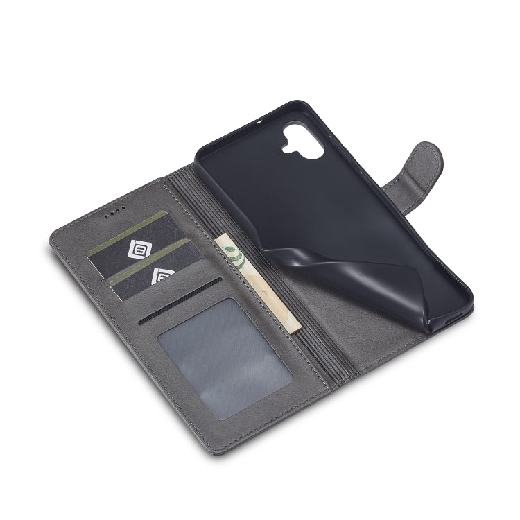For Samsung Galaxy A05 LC.IMEEKE Calf Texture Leather Phone Case(Grey)