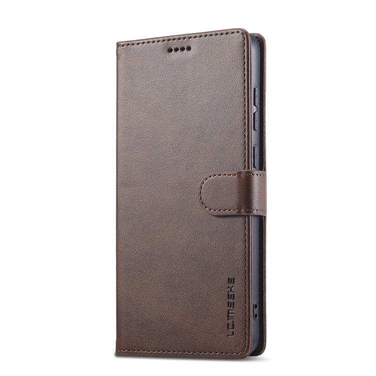 For Samsung Galaxy A05 LC.IMEEKE Calf Texture Leather Phone Case(Coffee)