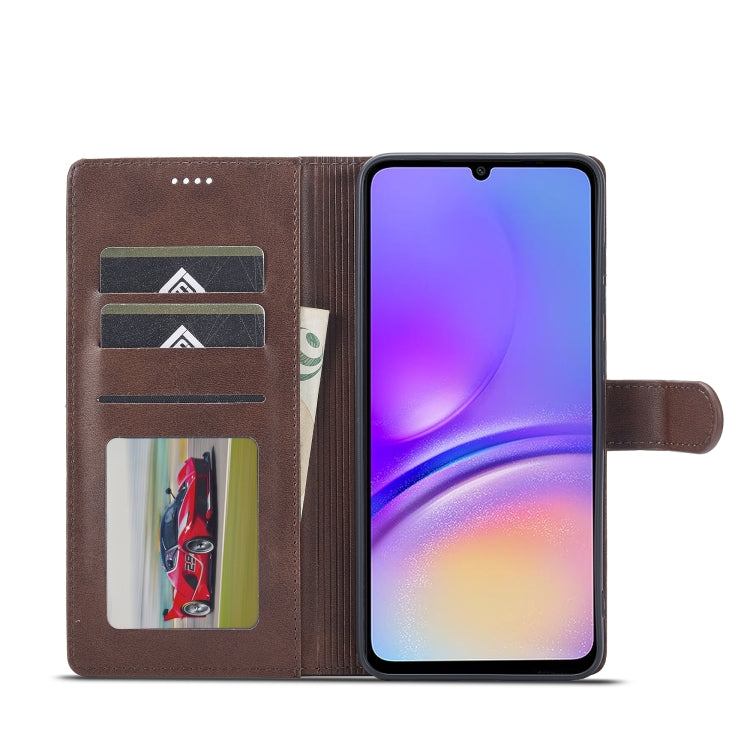 For Samsung Galaxy A05 LC.IMEEKE Calf Texture Leather Phone Case(Coffee)