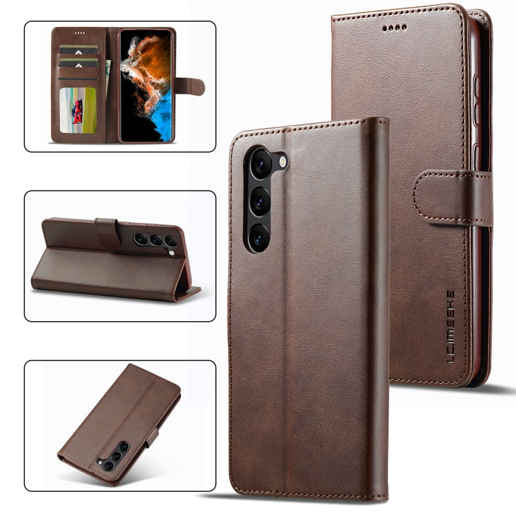 For Samsung Galaxy S24 5G LC.IMEEKE Calf Texture Leather Phone Case(Coffee)