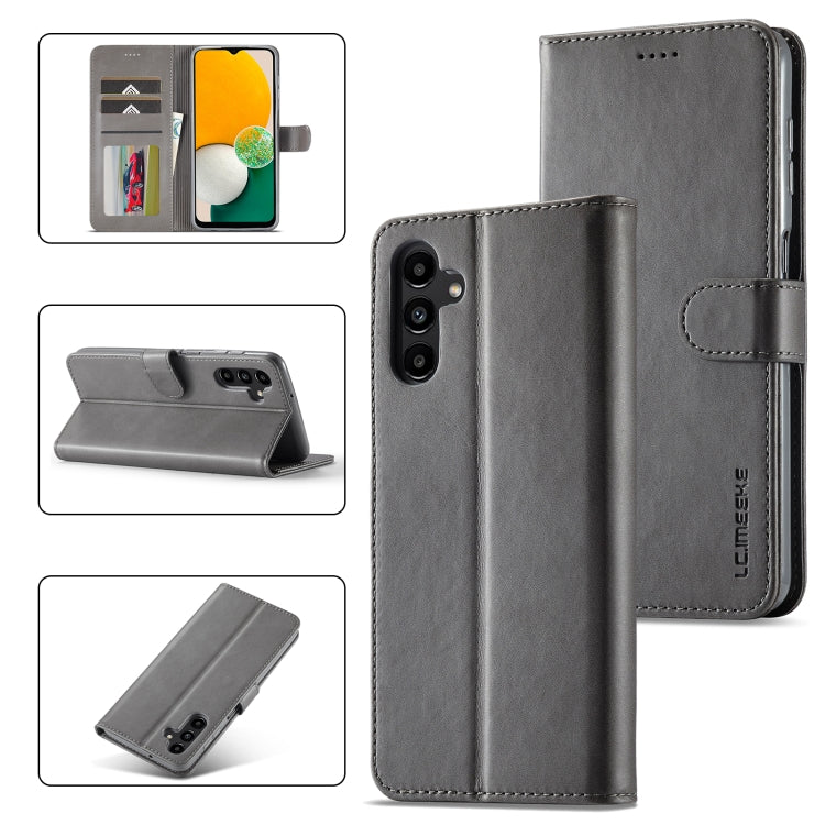 For Samsung Galaxy A15 5G LC.IMEEKE Calf Texture Leather Phone Case(Grey)