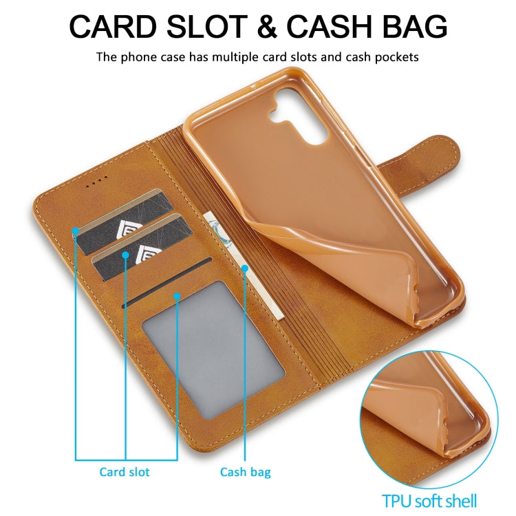 For Samsung Galaxy A15 5G LC.IMEEKE Calf Texture Leather Phone Case(Brown)