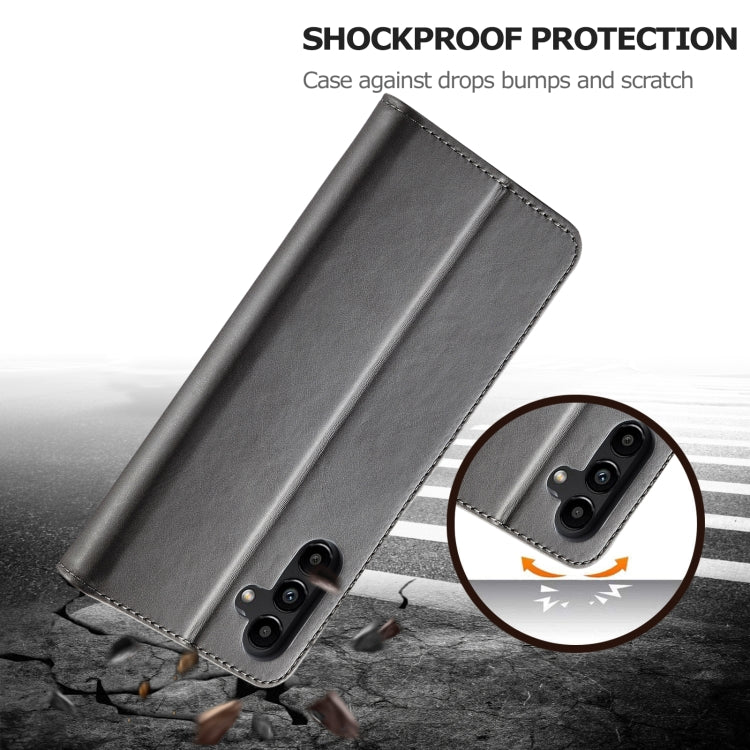 For Samsung Galaxy A55 5G LC.IMEEKE Calf Texture Leather Phone Case(Grey)