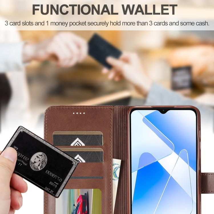 For Samsung Galaxy A55 5G LC.IMEEKE Calf Texture Leather Phone Case(Coffee)