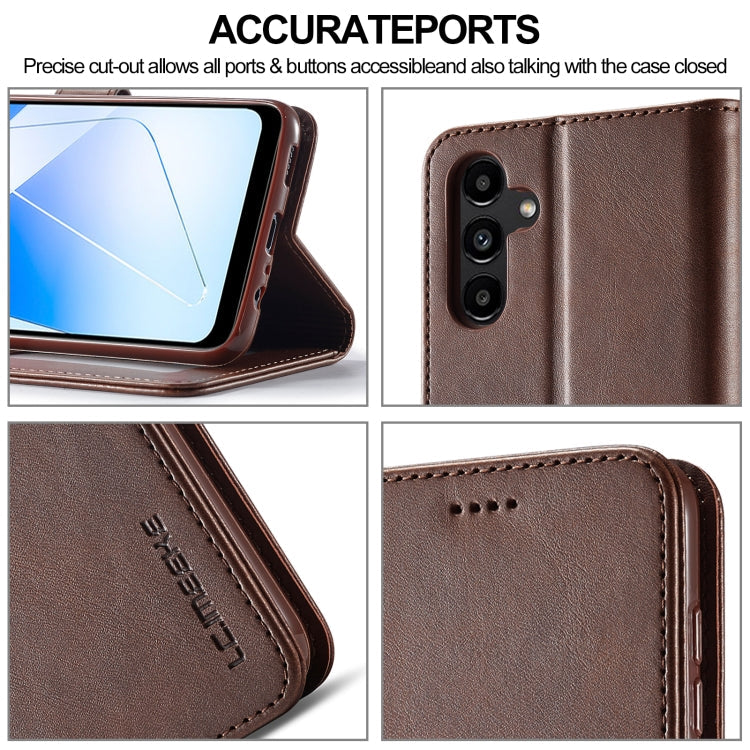 For Samsung Galaxy A55 5G LC.IMEEKE Calf Texture Leather Phone Case(Coffee)