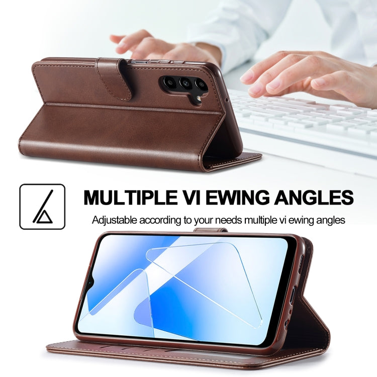 For Samsung Galaxy A55 5G LC.IMEEKE Calf Texture Leather Phone Case(Coffee)