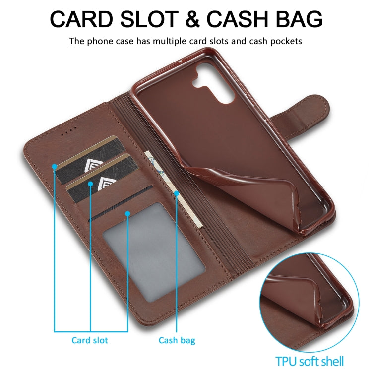 For Samsung Galaxy A55 5G LC.IMEEKE Calf Texture Leather Phone Case(Coffee)