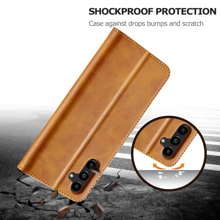For Samsung Galaxy A55 5G LC.IMEEKE Calf Texture Leather Phone Case(Brown)