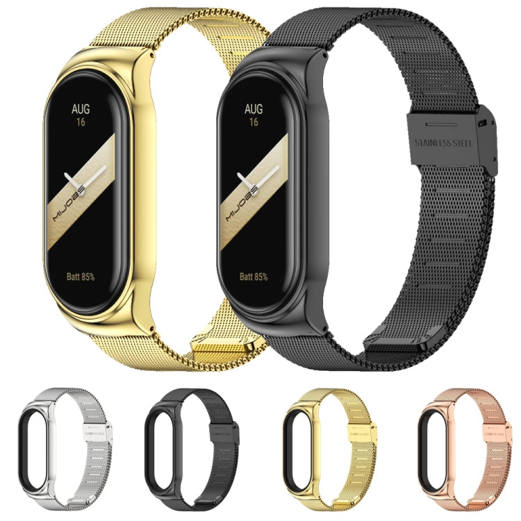 For Xiaomi Mi Band 8 Mijobs CS Case Milan Buckle Metal Watch Band(Rose Gold)