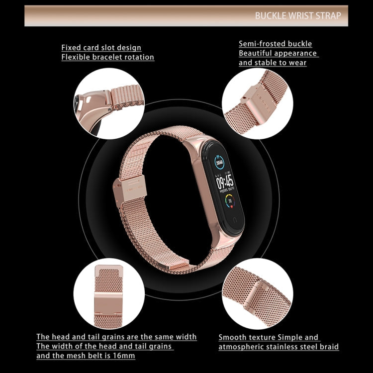 For Xiaomi Mi Band 8 Mijobs CS Case Milan Buckle Metal Watch Band(Rose Gold)