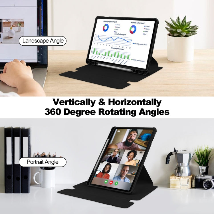 360 Rotation Transparent Smart Leather Case with Keyboard, For Samsung Galaxy Tab S9, For Samsung Galaxy Tab S9+
