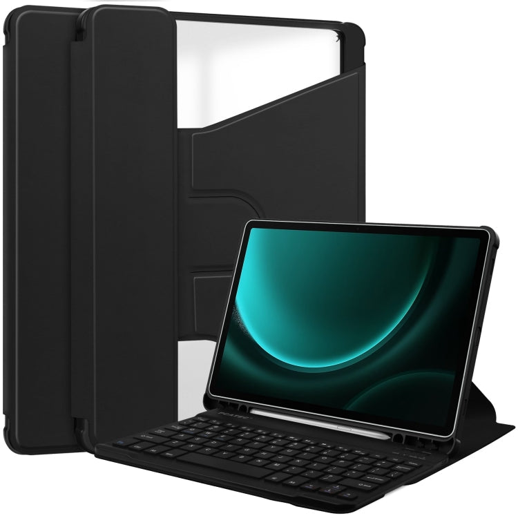 360 Rotation Transparent Smart Leather Case with Keyboard, For Samsung Galaxy Tab A11+, For Samsung Galaxy Tab S9 FE / S10 FE, For Samsung Galaxy Tab S9 FE+ / S10+, For Samsung Galaxy Tab A9+