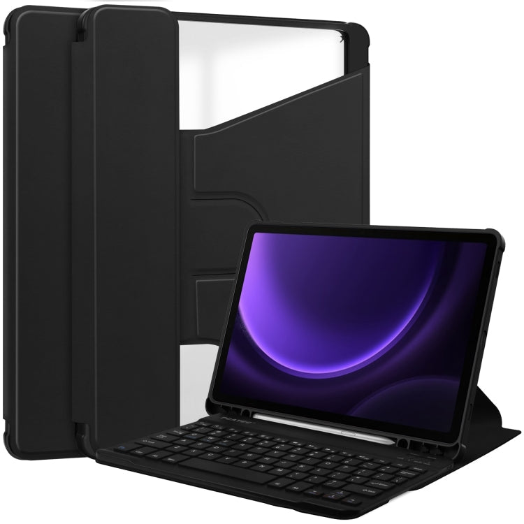 360 Rotation Transparent Smart Leather Case with Keyboard, For Samsung Galaxy Tab A11+, For Samsung Galaxy Tab S9 FE / S10 FE, For Samsung Galaxy Tab S9 FE+ / S10+, For Samsung Galaxy Tab A9+