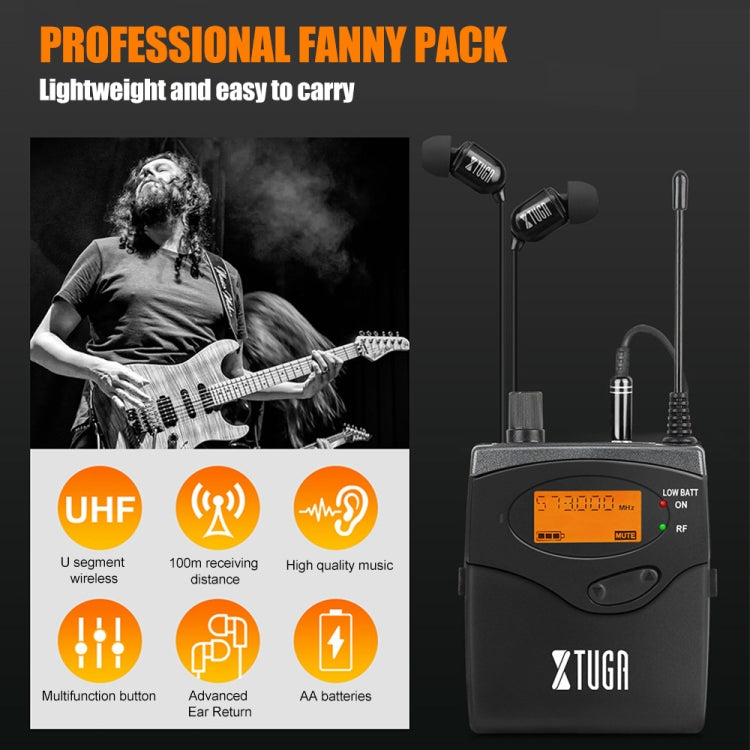 XTUGA RW2080 UHF Wireless Stage Singer In-Ear Monitor System 5 BodyPacks(US Plug)