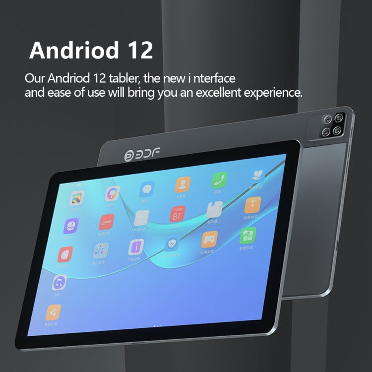 BDF P40 4G LTE Tablet PC 10.1 inch, 8GB+256GB, Android 12 MTK6762 Octa Core, Support Dual SIM, EU Plug(Grey)