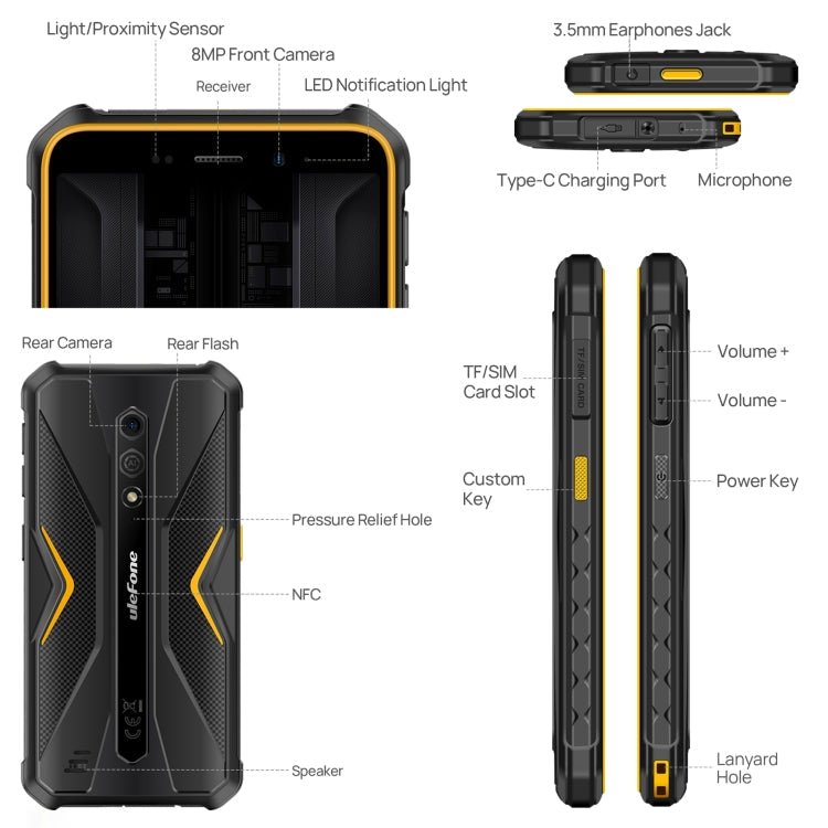 [HK Warehouse] Ulefone Armor X12 Pro, 4GB+64GB, IP68/IP69K Rugged Phone, 5.45 inch Android 15 MediaTek Helio G36 Octa Core, Network: 4G, NFC(Some Orange)