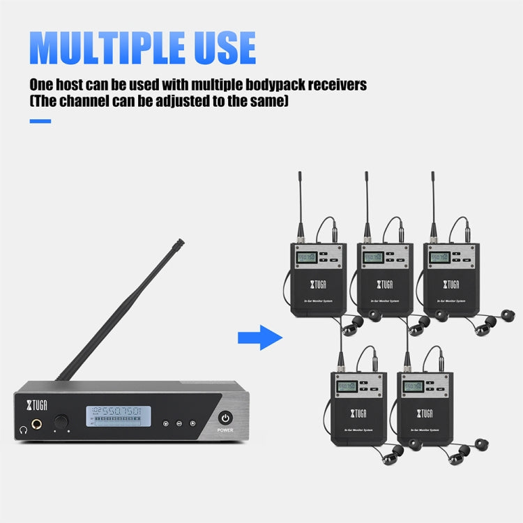 XTUGA  IEM1100 Professional Wireless In Ear Monitor System 1 BodyPacks(AU Plug)