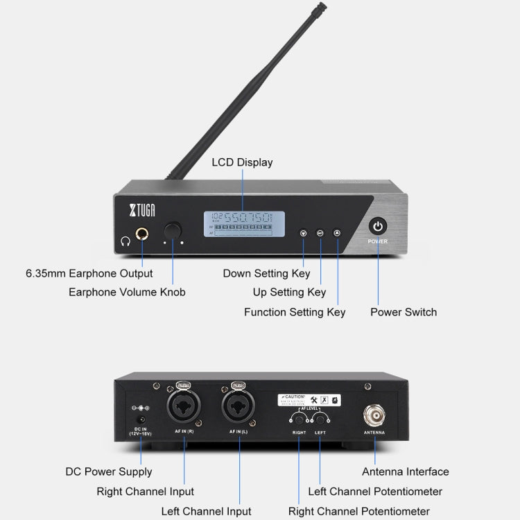 XTUGA  IEM1100 Professional Wireless In Ear Monitor System 4 BodyPacks(EU Plug)