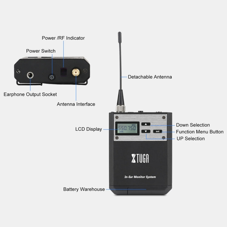 XTUGA  IEM1100 Professional Wireless In Ear Monitor System 4 BodyPacks(US Plug)