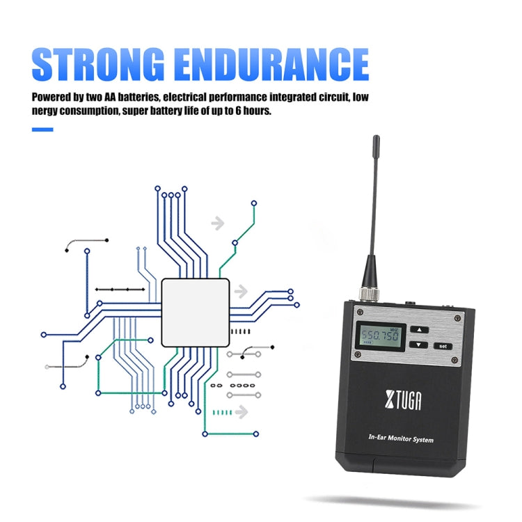 XTUGA  IEM1100 Professional Wireless In Ear Monitor System 1 BodyPacks(EU Plug)