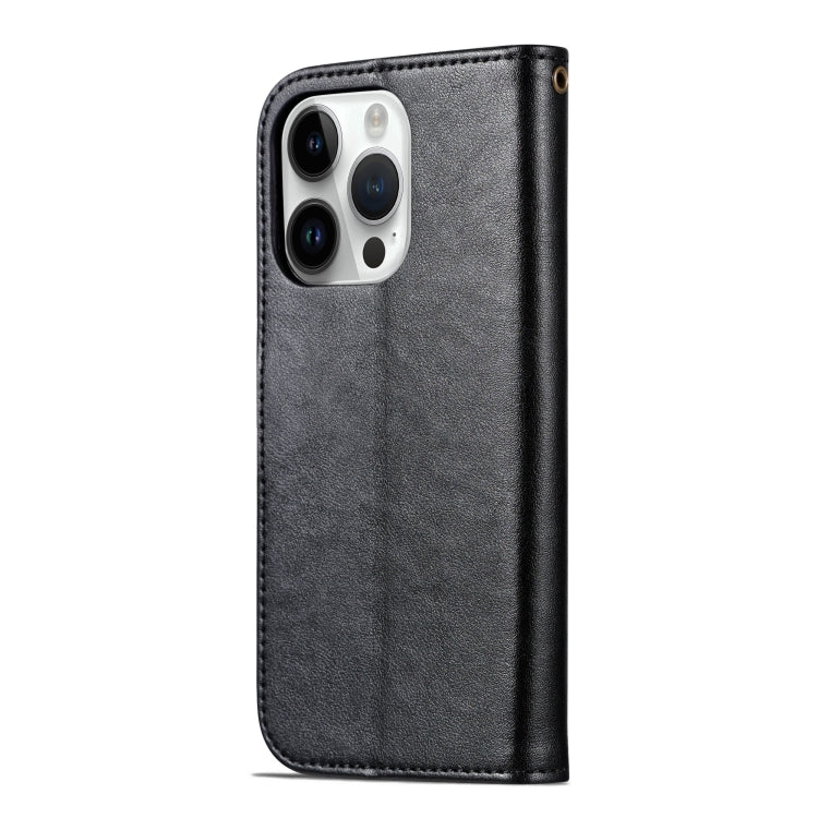 For iPhone 16 Pro Max AZNS Sheepskin Texture Flip Leather Phone Case(Black)