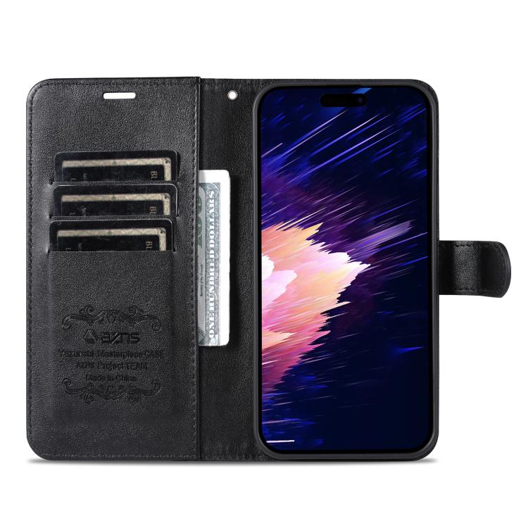 For iPhone 17e / 16e AZNS Sheepskin Texture Flip Leather Phone Case(Black)
