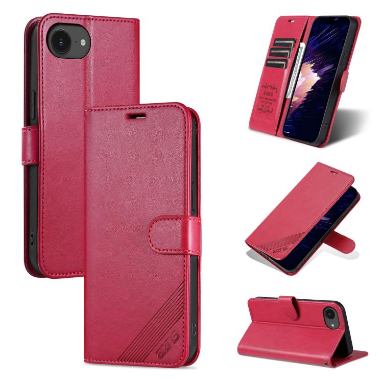 For iPhone 17e / 16e AZNS Sheepskin Texture Flip Leather Phone Case(Red)