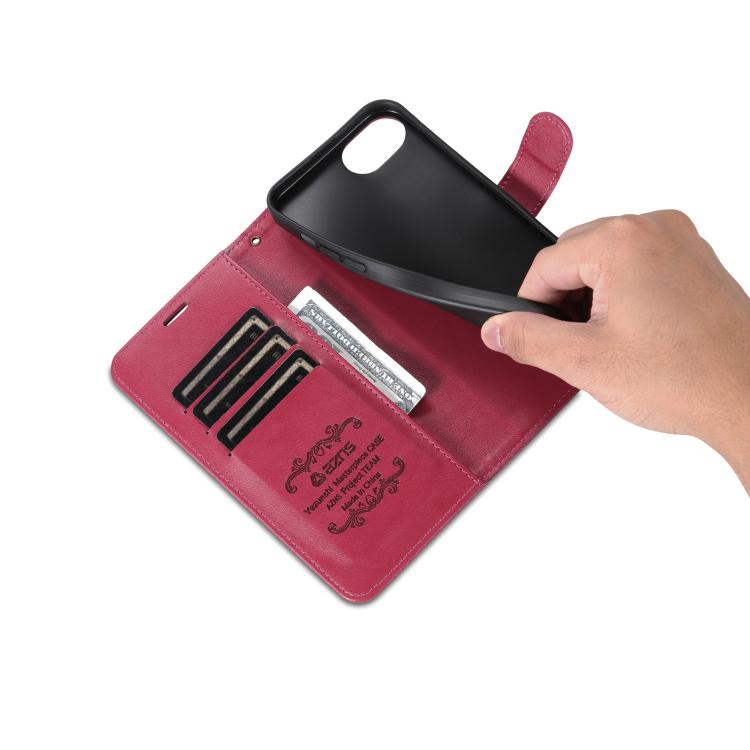 For iPhone 17e / 16e AZNS Sheepskin Texture Flip Leather Phone Case(Red)