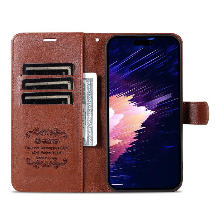 For iPhone 17e / 16e AZNS Sheepskin Texture Flip Leather Phone Case(Brown)