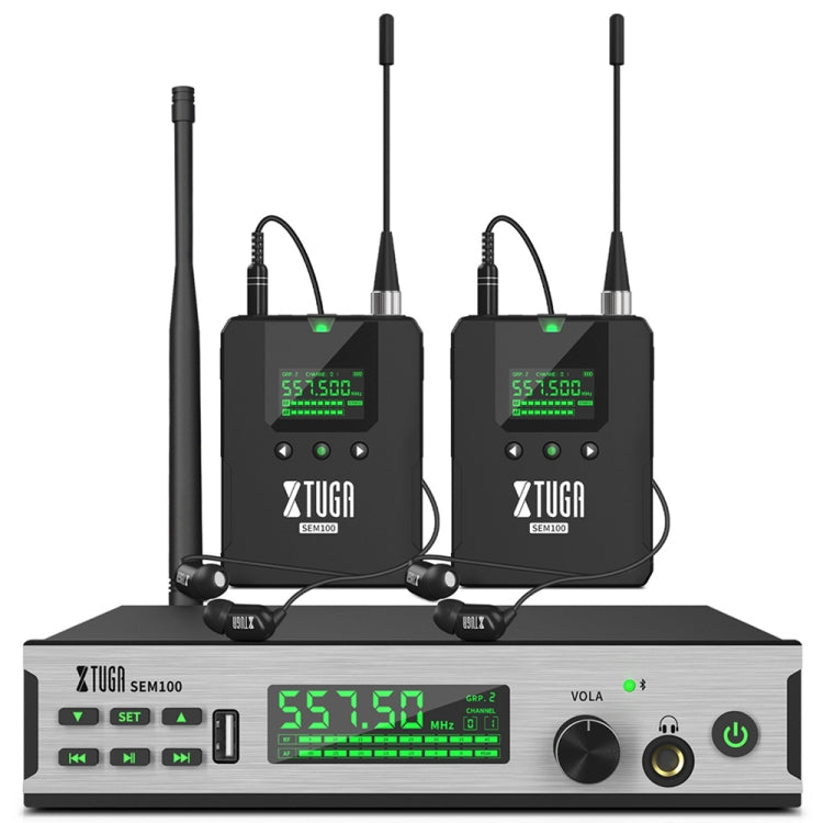 XTUGA SEM100 Professional Wireless In Ear Monitor System 2 BodyPacks(US Plug)