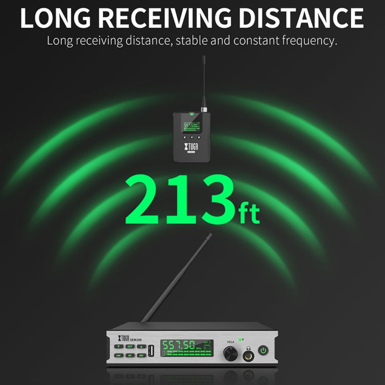 XTUGA SEM100 Professional Wireless In Ear Monitor System 2 BodyPacks(US Plug)