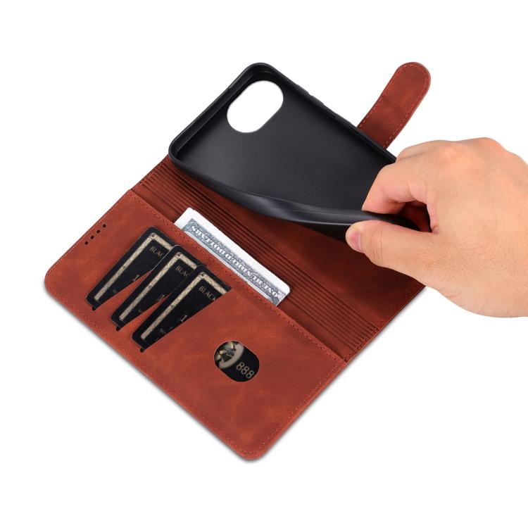 For iPhone 17e / 16e AZNS Skin Feel Calf Texture Flip Leather Phone Case(Brown)