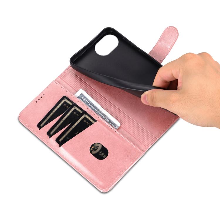 For iPhone 17e / 16e AZNS Skin Feel Calf Texture Flip Leather Phone Case(Rose Gold)