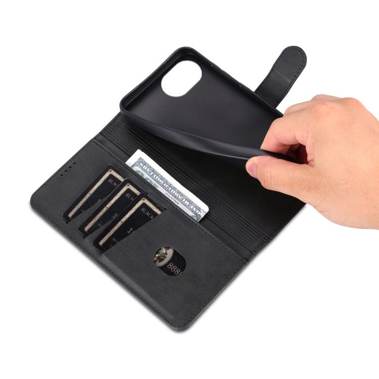 For iPhone 17e / 16e AZNS Skin Feel Calf Texture Flip Leather Phone Case(Black)