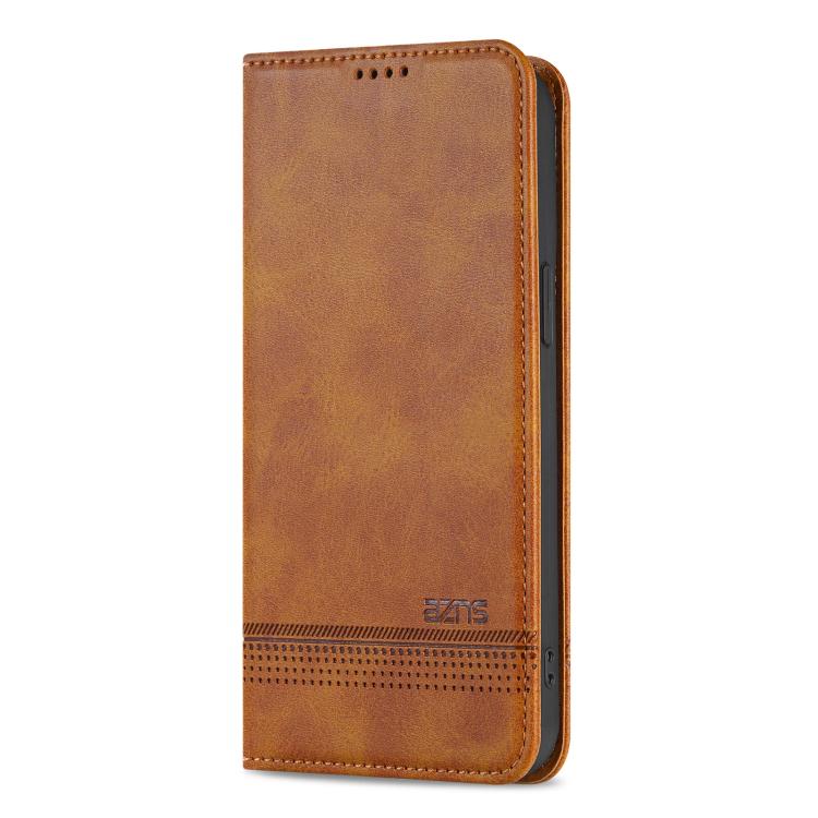 For iPhone 17e / 16e AZNS Magnetic Calf Texture Flip Leather Phone Case(Light Brown)