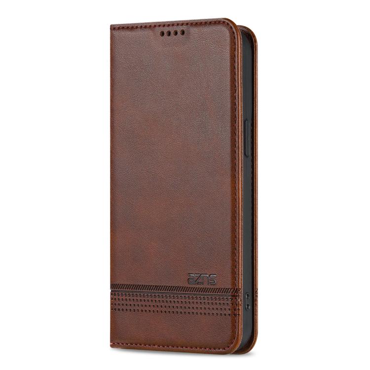 For iPhone 17e / 16e AZNS Magnetic Calf Texture Flip Leather Phone Case(Dark Brown)