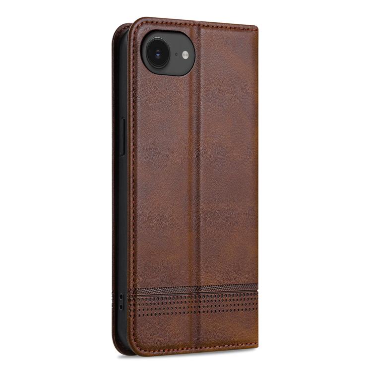For iPhone 17e / 16e AZNS Magnetic Calf Texture Flip Leather Phone Case(Dark Brown)
