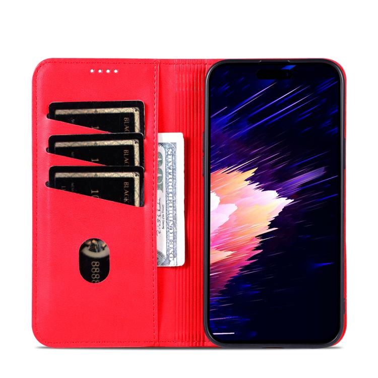 For iPhone 17e / 16e AZNS Magnetic Calf Texture Flip Leather Phone Case(Red)