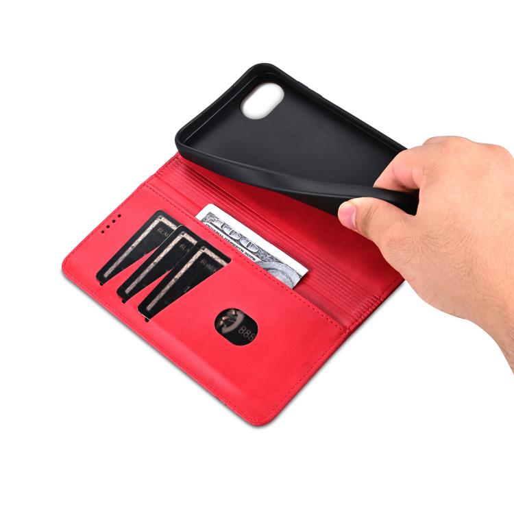 For iPhone 17e / 16e AZNS Magnetic Calf Texture Flip Leather Phone Case(Red)