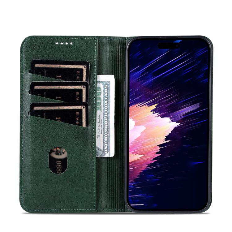 For iPhone 17e / 16e AZNS Magnetic Calf Texture Flip Leather Phone Case(Dark Green)