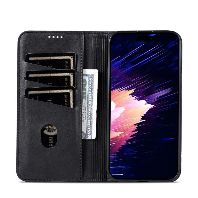 For iPhone 17e / 16e AZNS Magnetic Calf Texture Flip Leather Phone Case(Black)