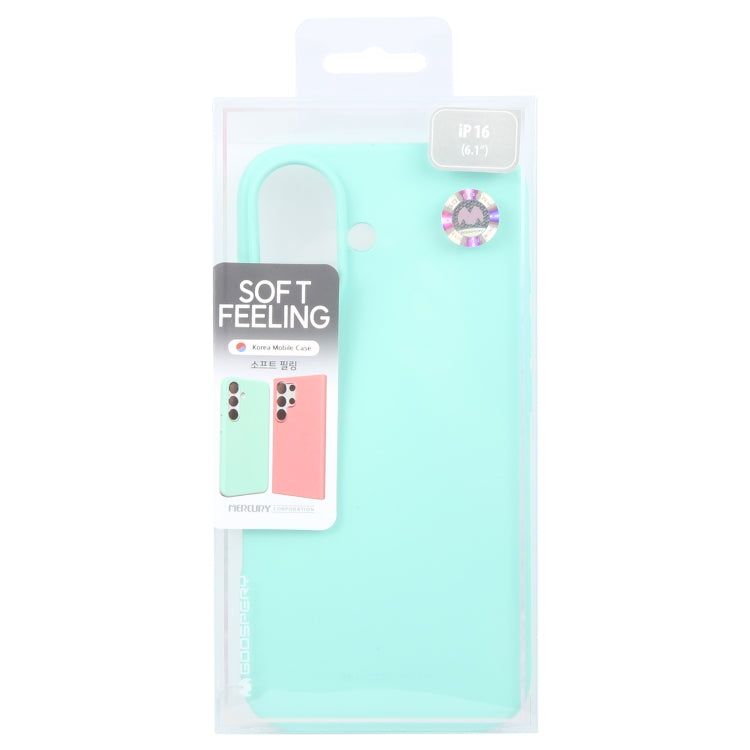For iPhone 16 GOOSPERY SOFT FEELING Liquid TPU Soft Phone Case(Mint Green)