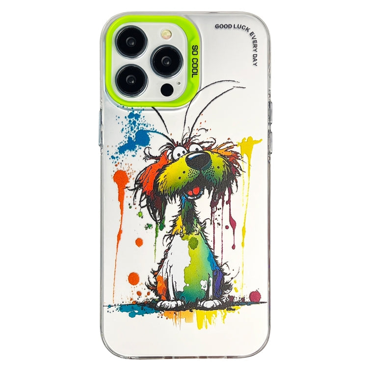 Double Layer Color Silver Series Animal Oil Painting Phone Case, For iPhone 13 Pro