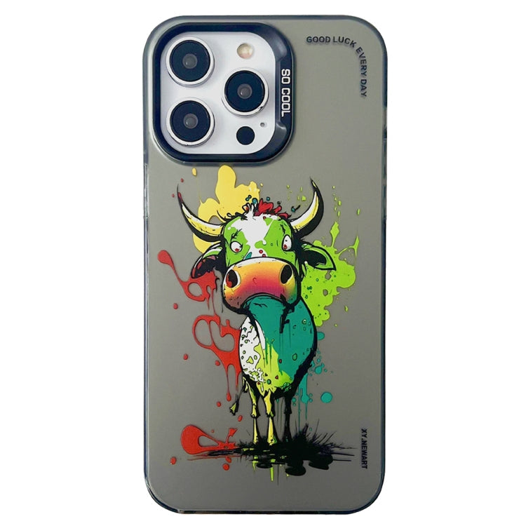 Double Layer Color Silver Series Animal Oil Painting Phone Case, For iPhone 13 Pro