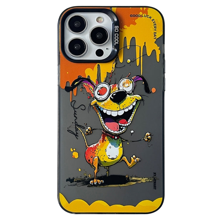 Double Layer Color Silver Series Animal Oil Painting Phone Case, For iPhone 13 Pro