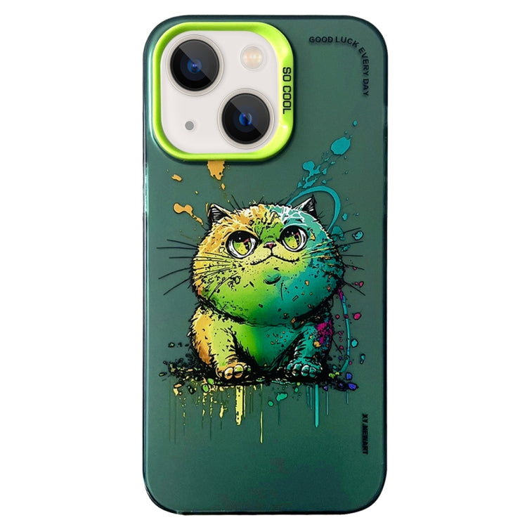 Double Layer Color Silver Series Animal Oil Painting Phone Case, For iPhone 13